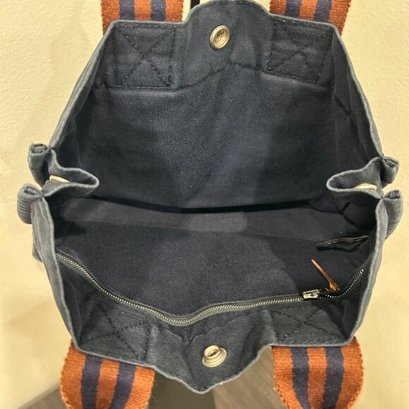 1068 HERMÈS Toile Fourre-Tout PM Tote Blue - Picture 6 of 8